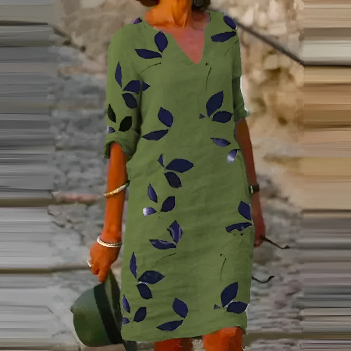 Zadie - Rochie De Vară Cu Imprimeu Frumos Cu Frunze