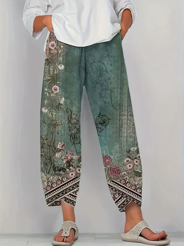 Kayden - Pantaloni Capri Vintage Cu Flori