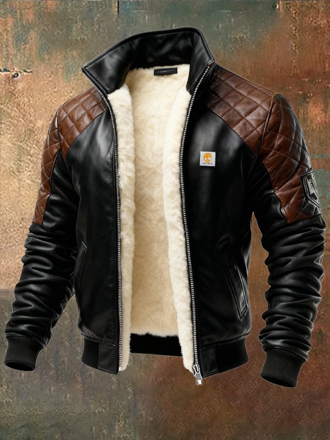 Enzo - Jacheta Din Piele Căptușită Cu Pluș Matlasat