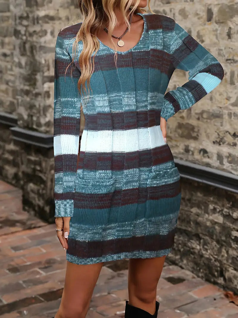Begum - Rochie Casual Cu Mâneci Lungi și Tricotată