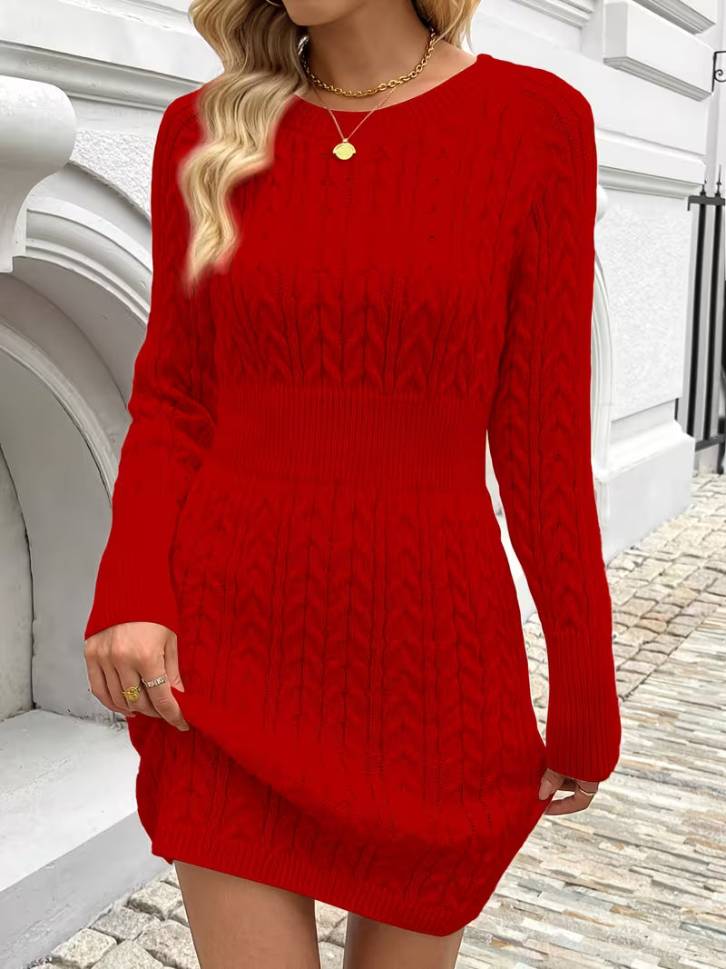 Lilona – Rochie-Pulover Mulată, Cu Model Tricotat În Stil „Cable”