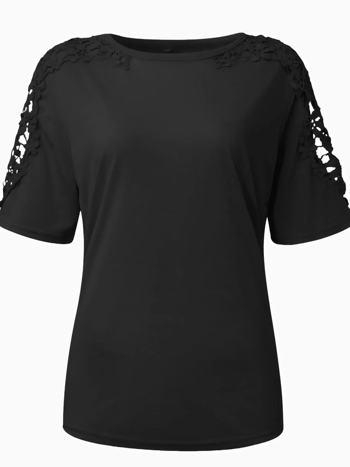 Ancuta - Elegant Vara Mânecă Scurtă Tricou Cu Dantelă