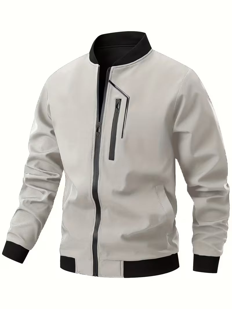 Akrum - Jachetă Bomber Casual Cu Fermoar