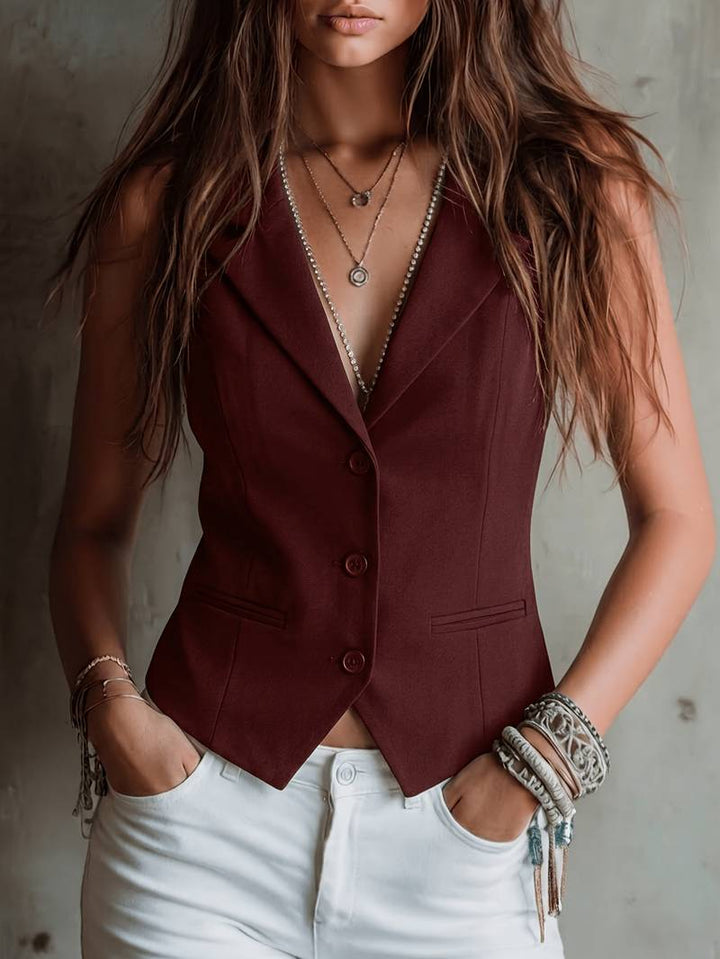 Arden - Vestă Elegantă De Costum Cu Buzunare