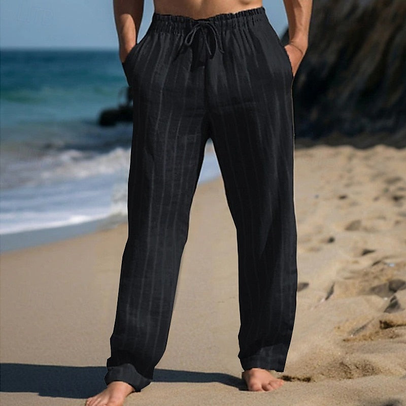 Boyan - Pantaloni Cu Talie Elastică Si Dungi, Respirabili
