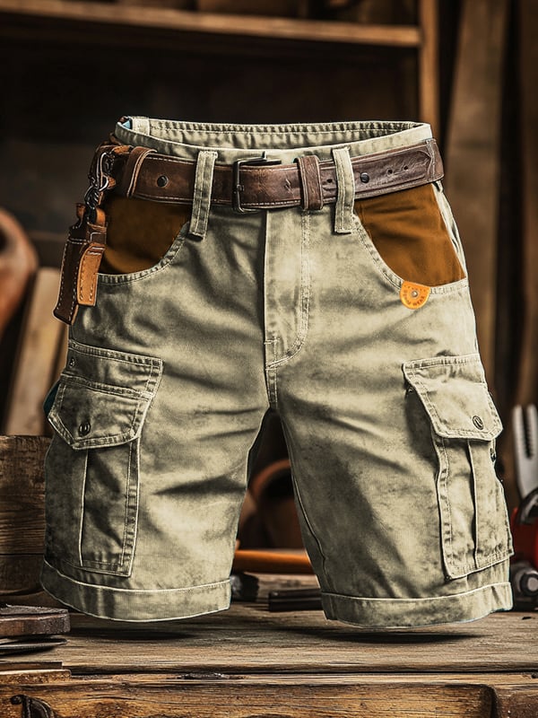 Pantaloni Scurți Multifuncționali Pentru Bărbați, în Stil Retro Din Material Ripstop Pentru Activități în Aer Liber