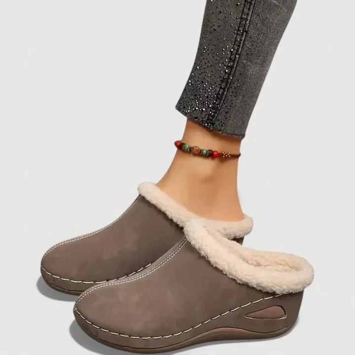 Achly - Papuci cu Platformă Din Denim cu Blană