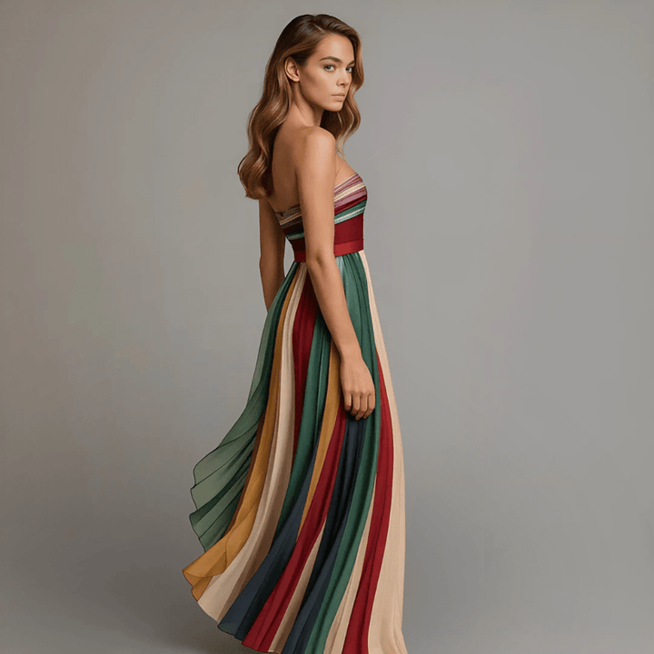 Nilianza - Rochie Maxi Colorată Fără Mâneci