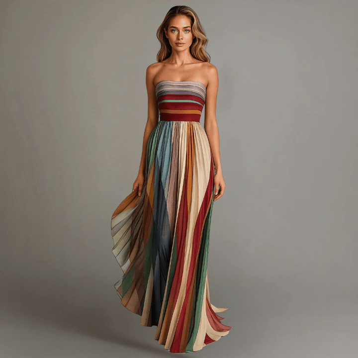 Nilianza - Rochie Maxi Colorată Fără Mâneci