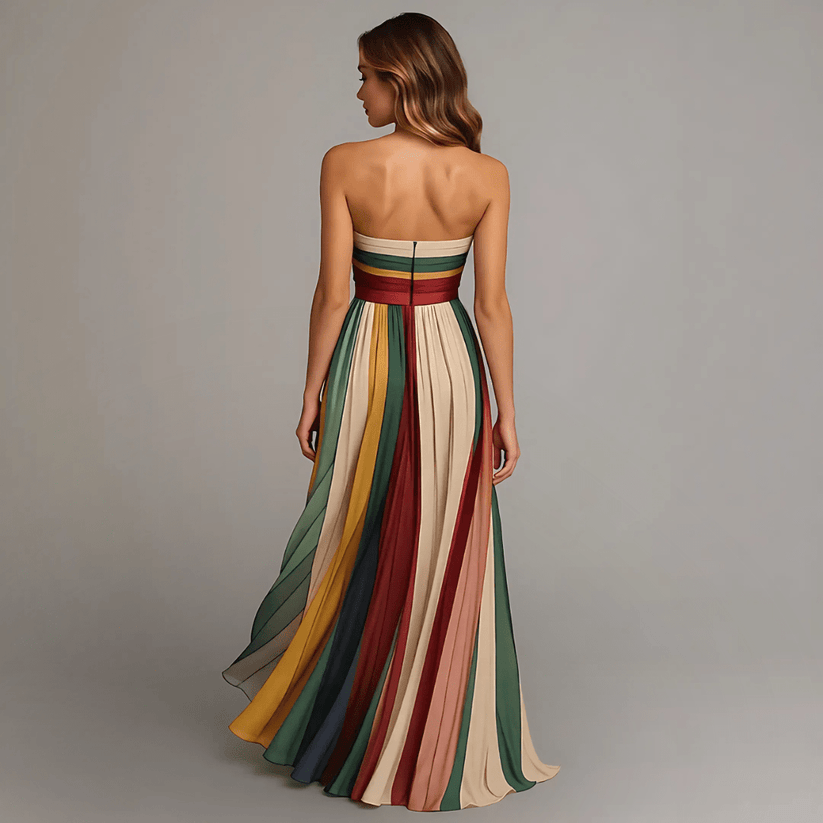 Nilianza - Rochie Maxi Colorată Fără Mâneci