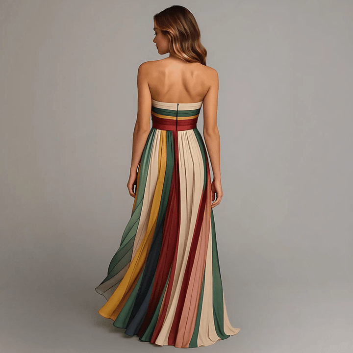 Nilianza - Rochie Maxi Colorată Fără Mâneci