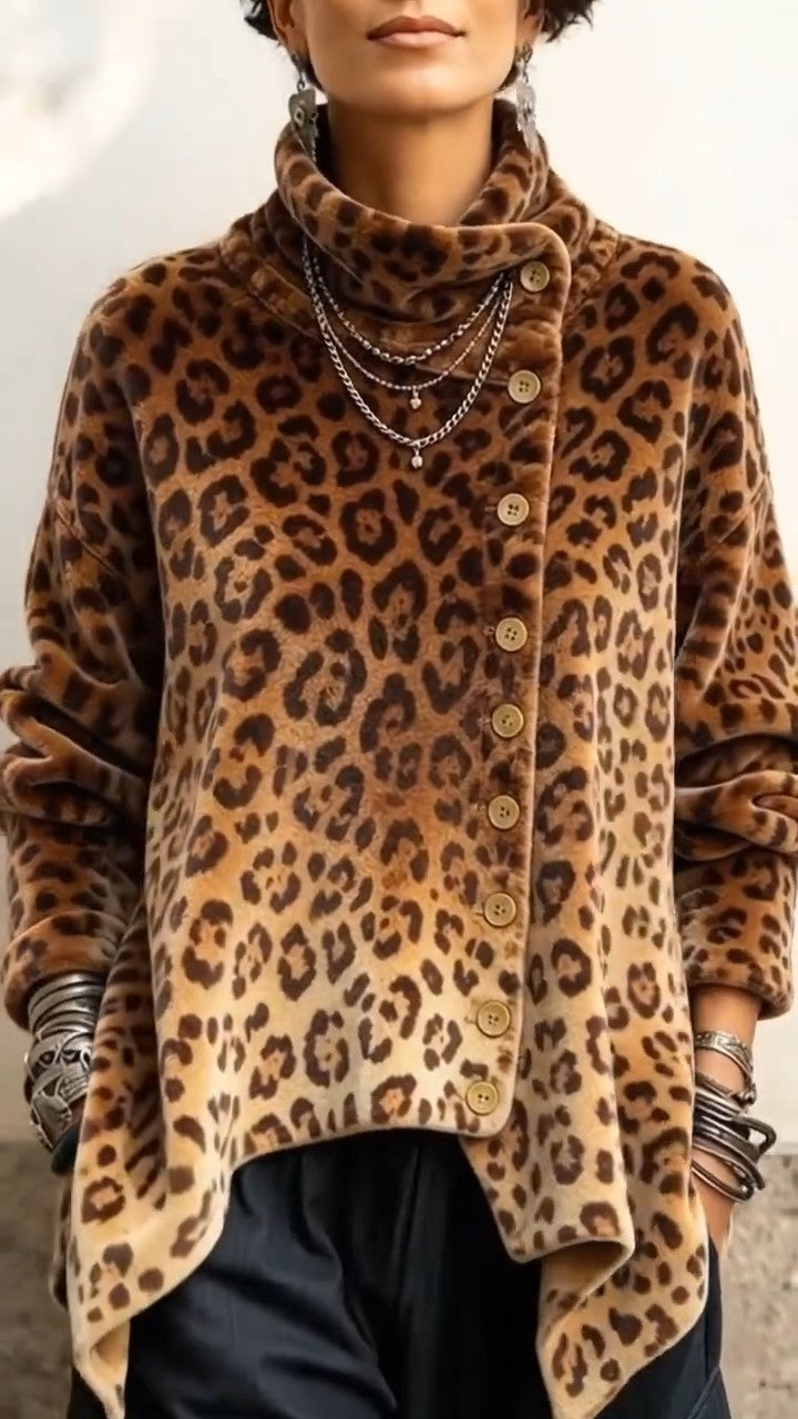 Lyrona - Bluză Cu Mâneci Lungi Și Imprimeu Leopard