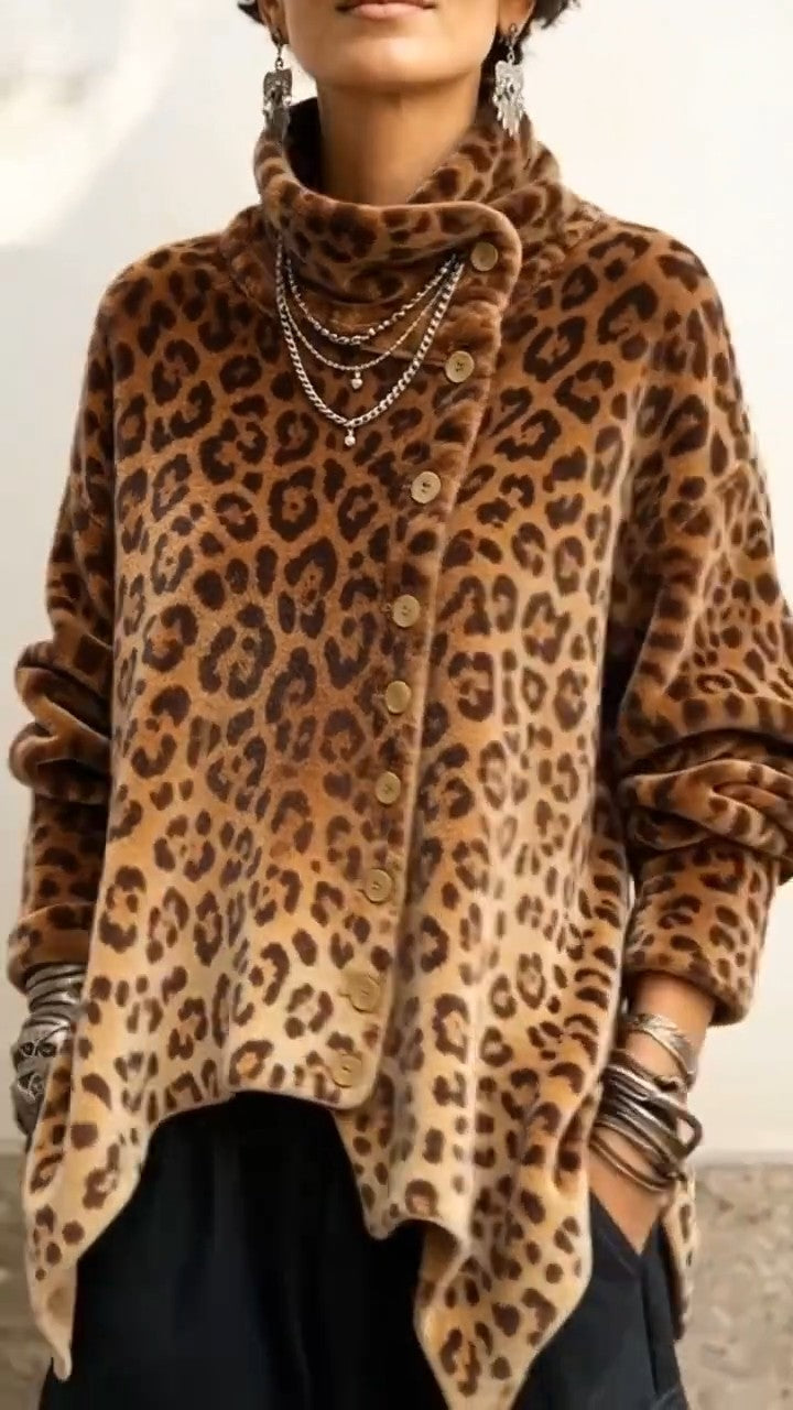 Lyrona - Bluză Cu Mâneci Lungi Și Imprimeu Leopard