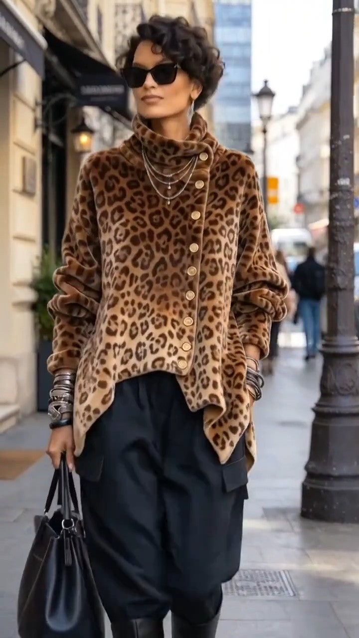 Lyrona - Bluză Cu Mâneci Lungi Și Imprimeu Leopard