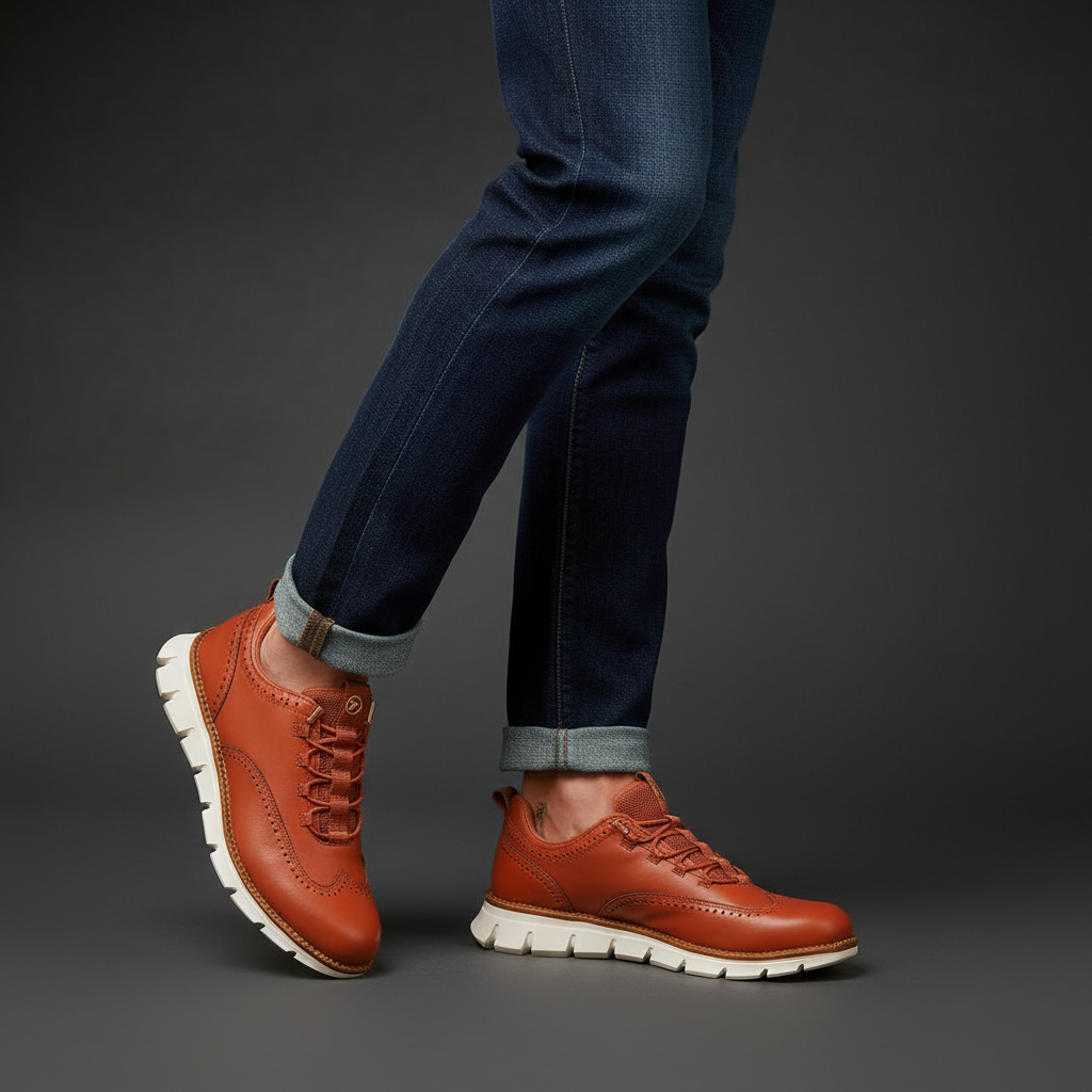 Heijnen - Adidași Din Piele cu Vârf în Formă de Aripă și Model Brogue