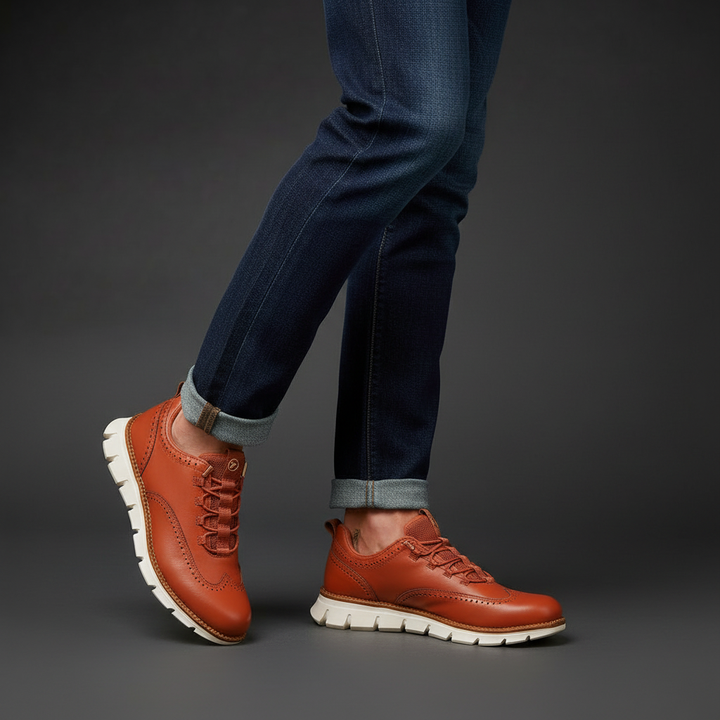 Heijnen - Adidași Din Piele cu Vârf în Formă de Aripă și Model Brogue