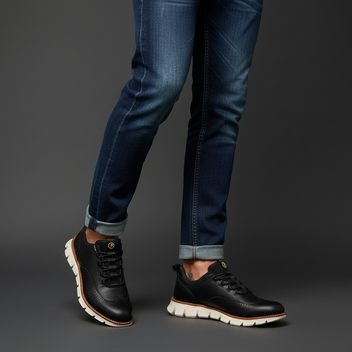 Heijnen - Adidași Din Piele cu Vârf în Formă de Aripă și Model Brogue