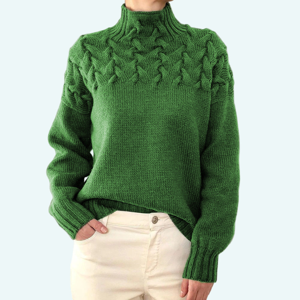 Farrah - Pulover Elegant Cu Guler înalt Tricotat