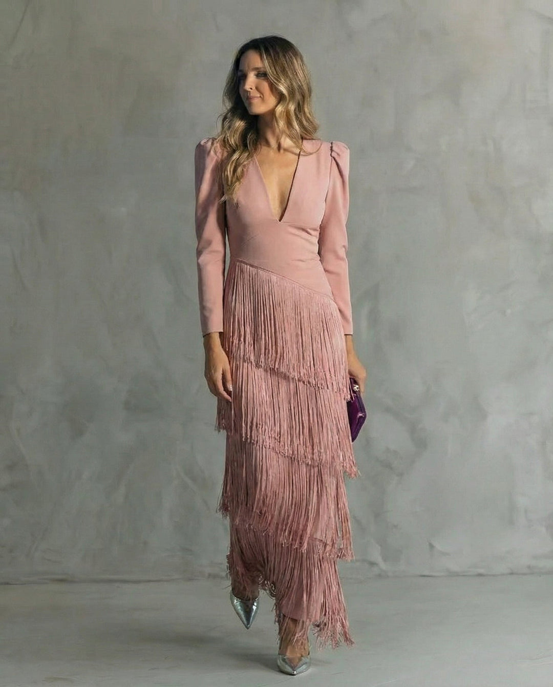 Nipuni - Rochie Elegantă cu Mâneci cu Franjuri