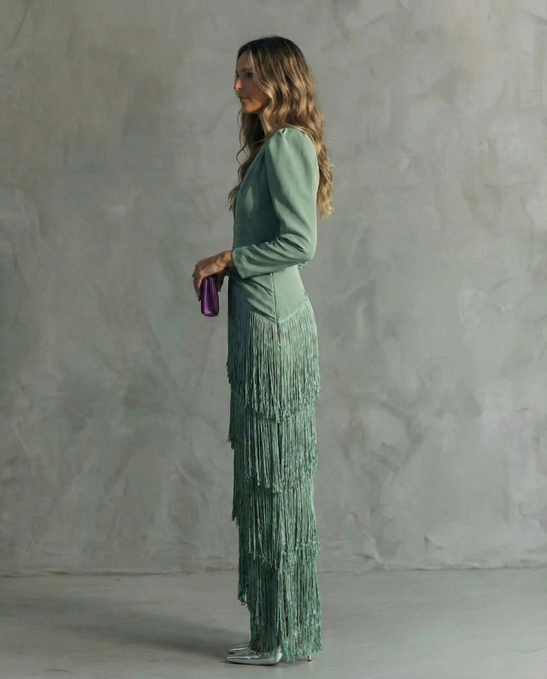 Nipuni - Rochie Elegantă cu Mâneci cu Franjuri