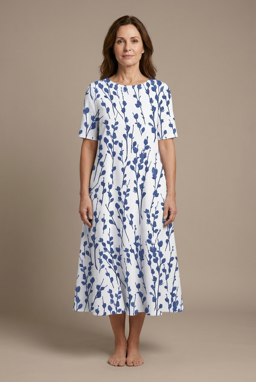 Kwanza – Rochie Midi Lejeră cu Imprimeu Floral