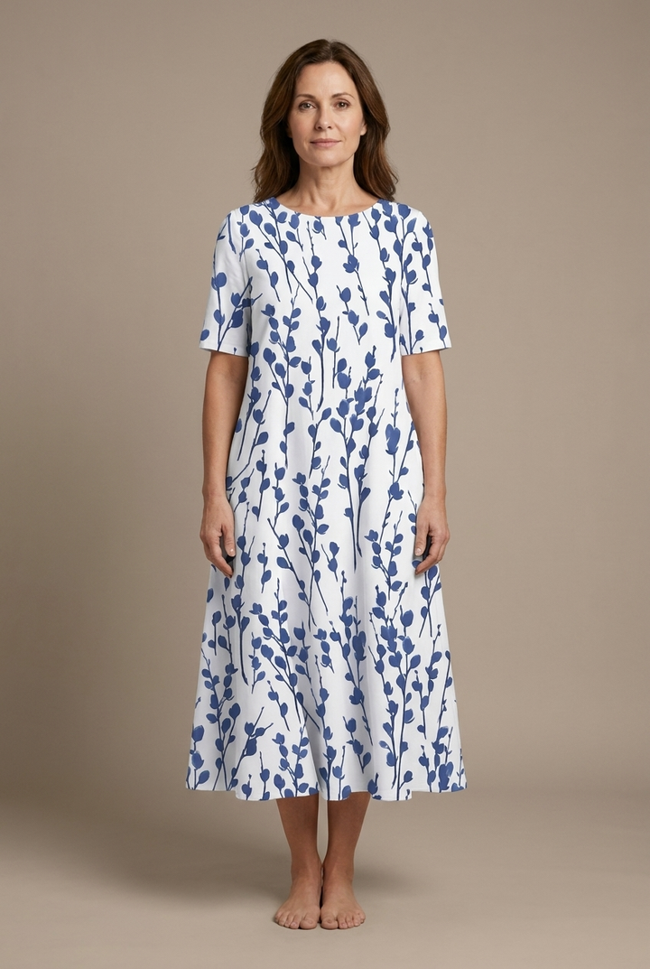 Kwanza – Rochie Midi Lejeră cu Imprimeu Floral