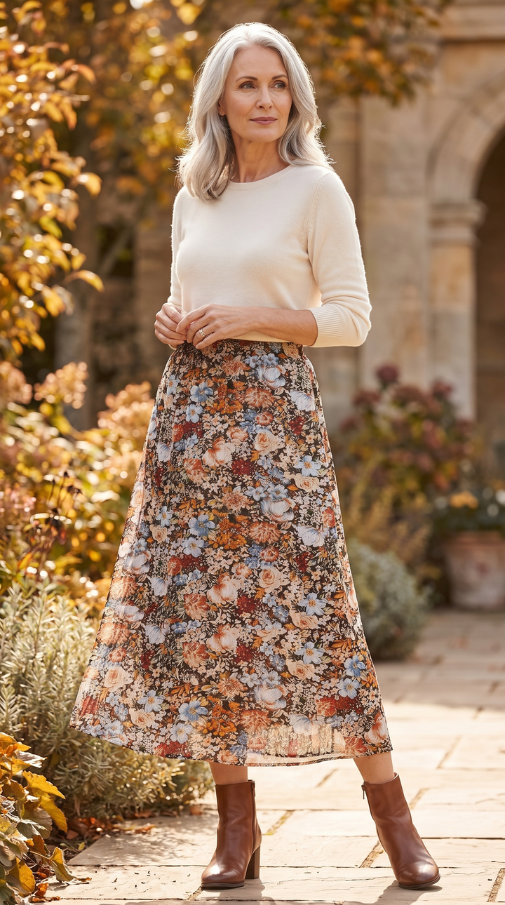 Zolina – Fustă Cu Imprimeu Floral Și Talie Elastică