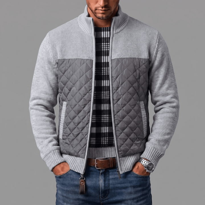 Liman - Cardigan din tricot cu panou matlasat și fermoar pe toată lungimea