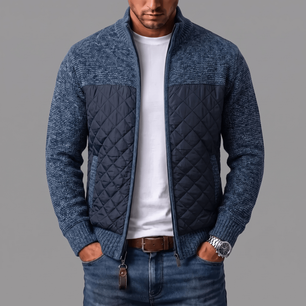 Liman - Cardigan din tricot cu panou matlasat și fermoar pe toată lungimea