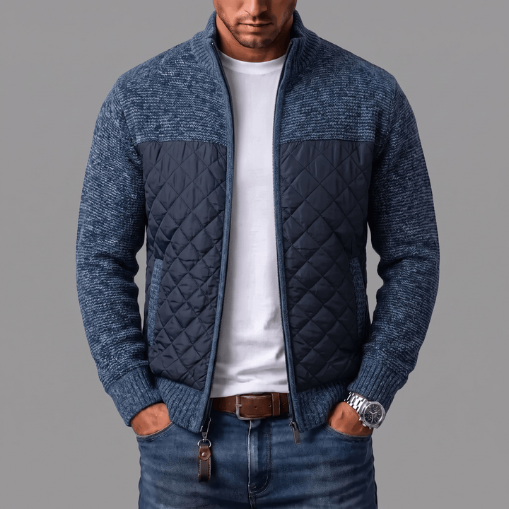 Liman - Cardigan din tricot cu panou matlasat și fermoar pe toată lungimea