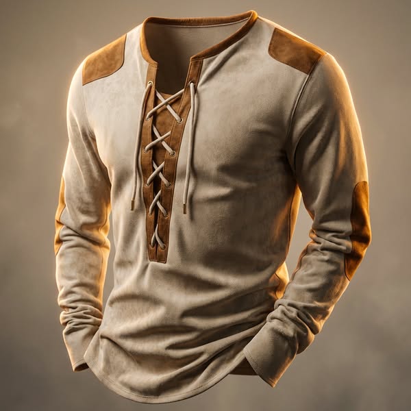 Kruno - Cămașă Henley Din Piele Sintetică