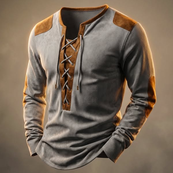 Kruno - Cămașă Henley Din Piele Sintetică