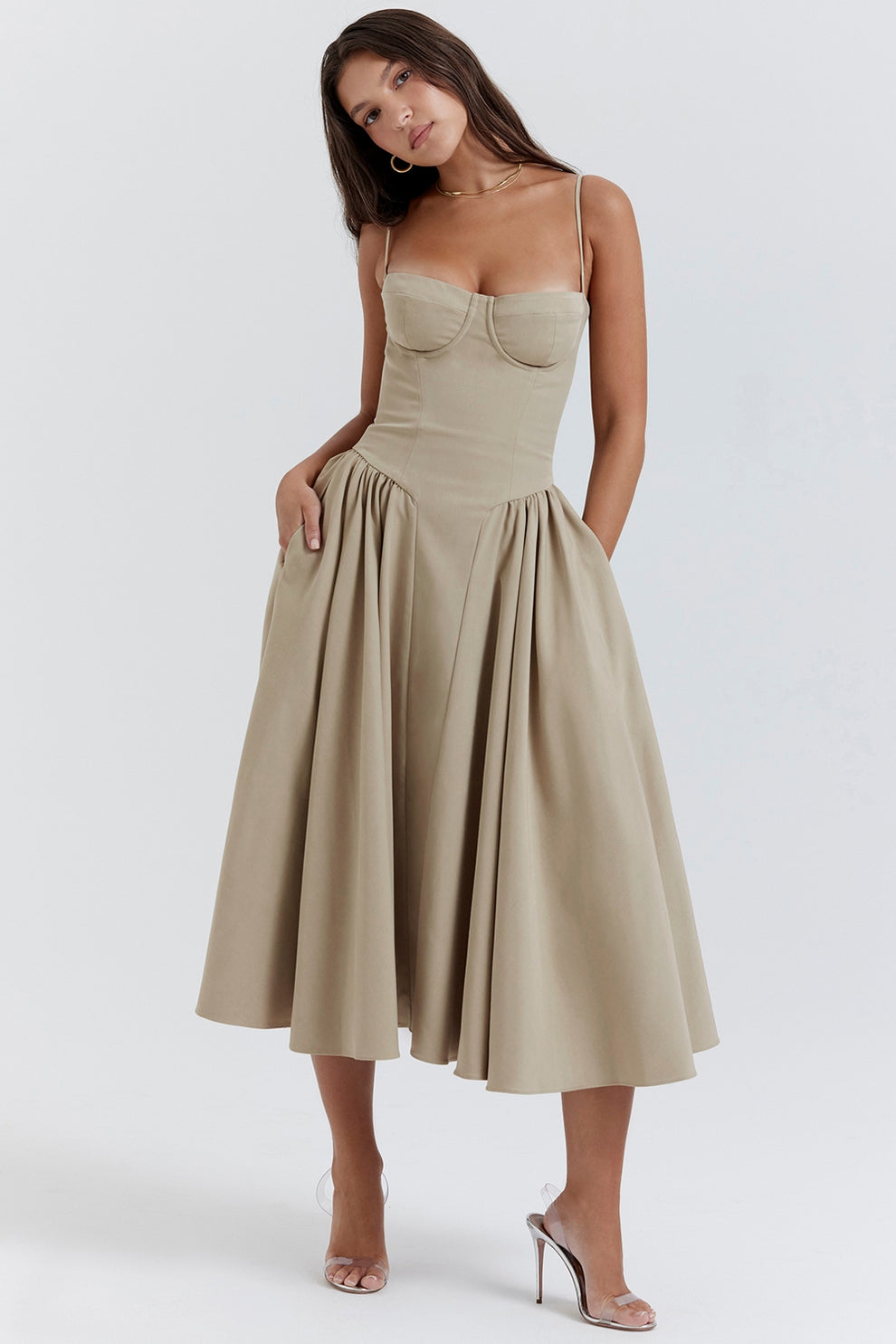 Maissa - Rochie midi Elegantă Fără Mâneci