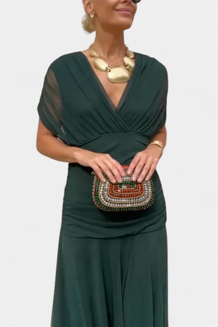 Lordanka - Rochie Lungă Cu Decolteu în V și Imprimeu Floral