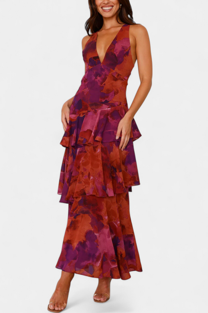 Kensie - Rochie Din Sifon Cu Decolteu In V Si Straturi Fluide