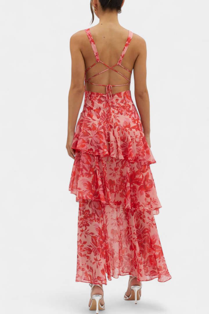 Kensie - Rochie Din Sifon Cu Decolteu In V Si Straturi Fluide