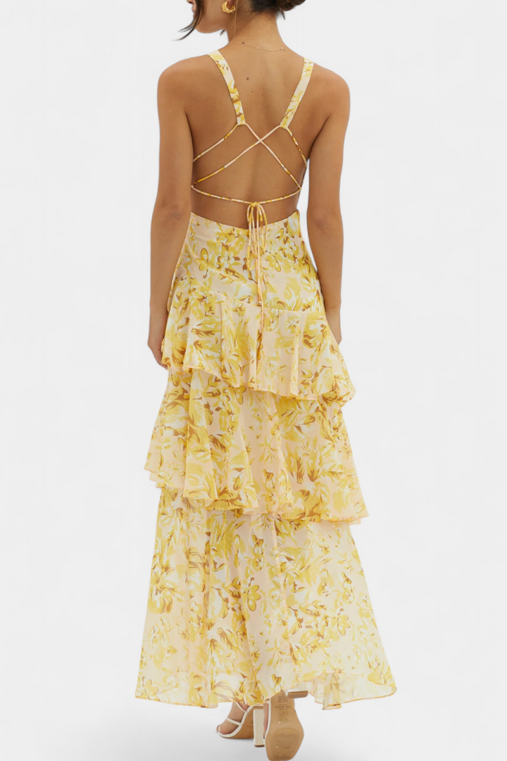 Kensie - Rochie Din Sifon Cu Decolteu In V Si Straturi Fluide
