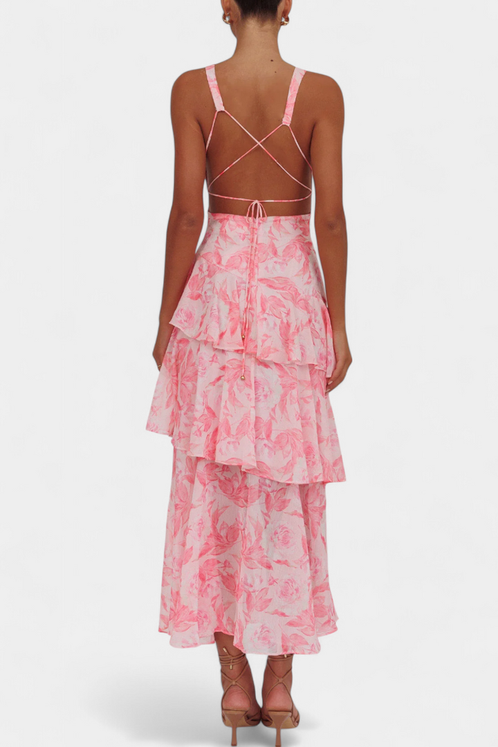 Kensie - Rochie Din Sifon Cu Decolteu In V Si Straturi Fluide