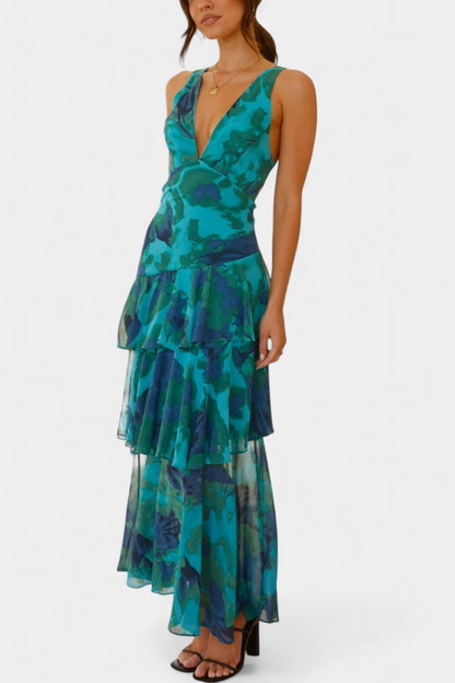 Kensie - Rochie Din Sifon Cu Decolteu In V Si Straturi Fluide