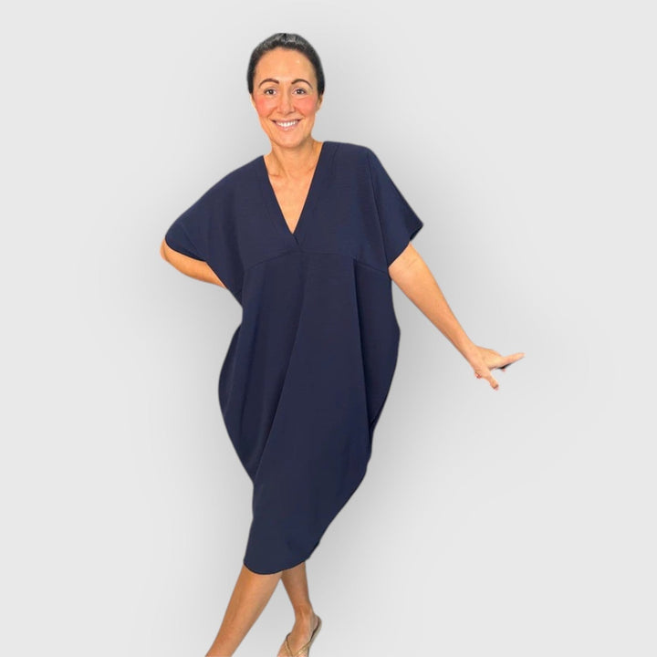 Aveline - Rochie Midi Cu Mâneci Scurte