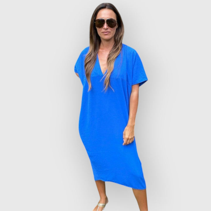 Aveline - Rochie Midi Cu Mâneci Scurte
