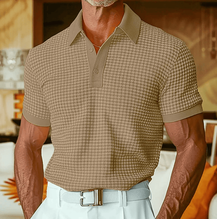 Ishaan - Tricou Polo Cu Textură Și Model În Carouri