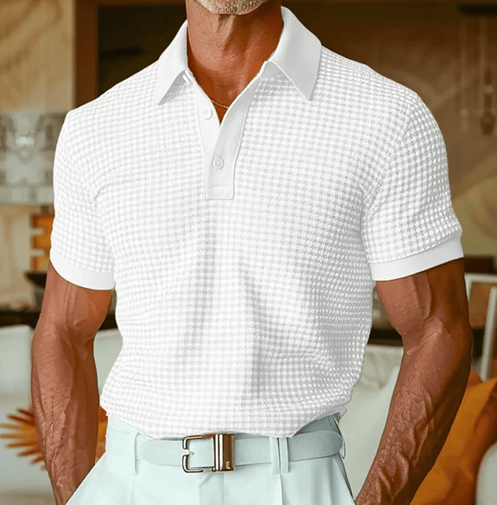 Ishaan - Tricou Polo Cu Textură Și Model În Carouri