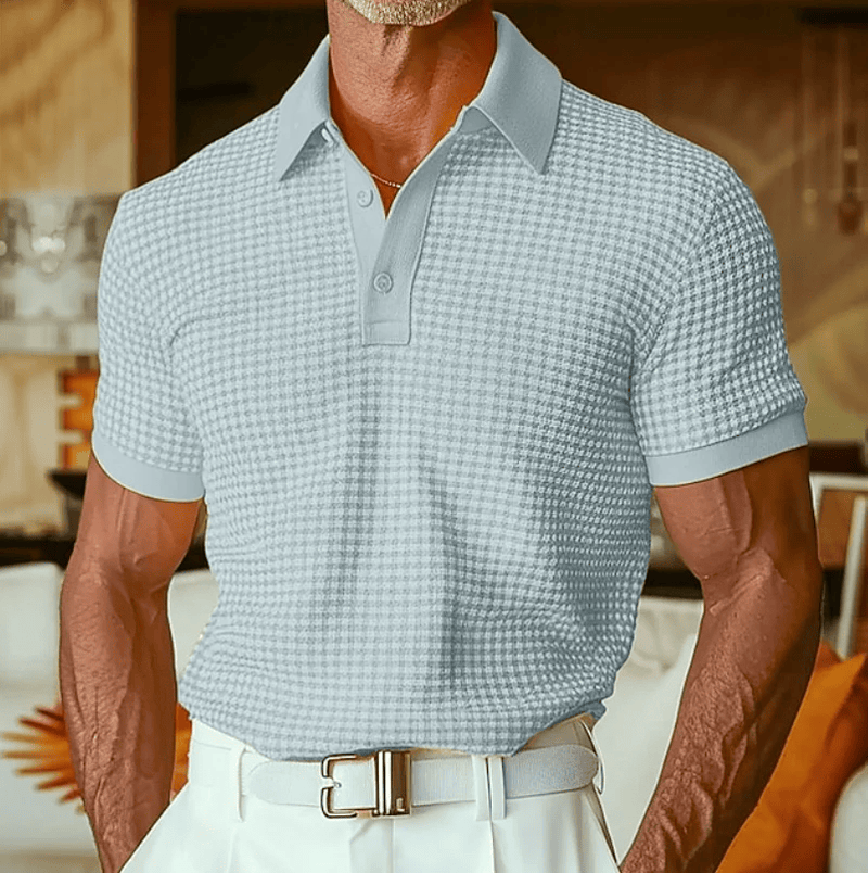 Ishaan - Tricou Polo Cu Textură Și Model În Carouri