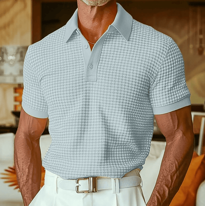 Ishaan - Tricou Polo Cu Textură Și Model În Carouri