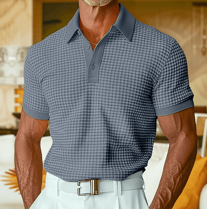Ishaan - Tricou Polo Cu Textură Și Model În Carouri