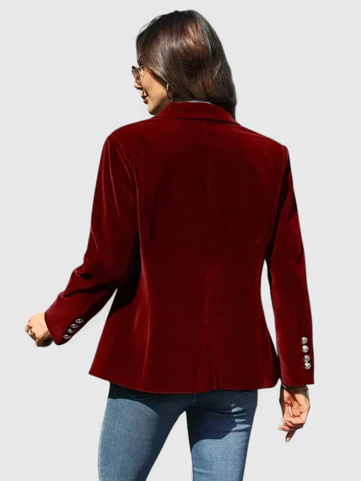 Dagmara - Blazer Din Catifea Cu Un Rând De Nasturi