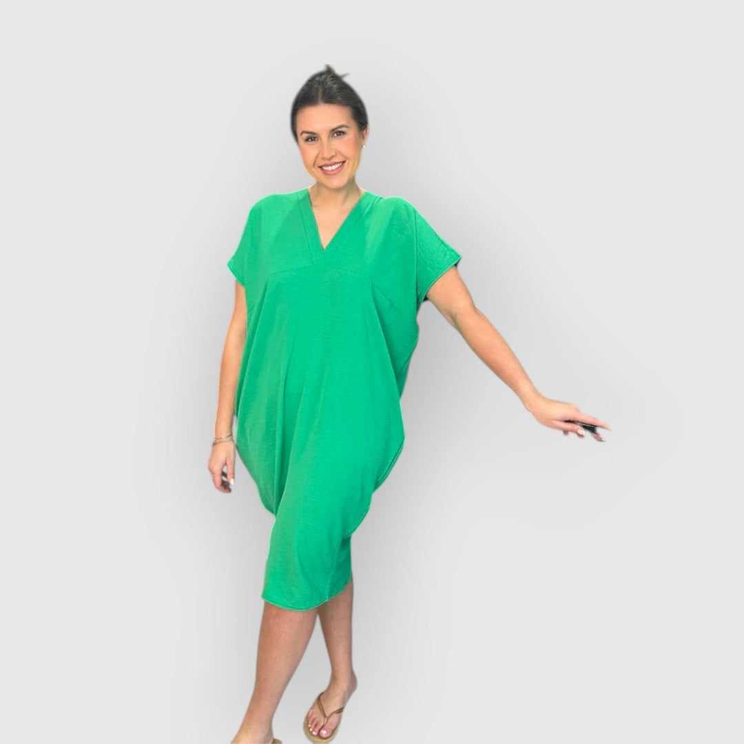 Aveline - Rochie Midi Cu Mâneci Scurte