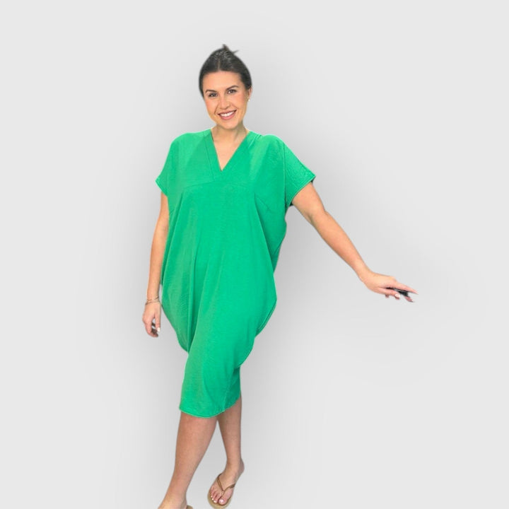 Aveline - Rochie Midi Cu Mâneci Scurte