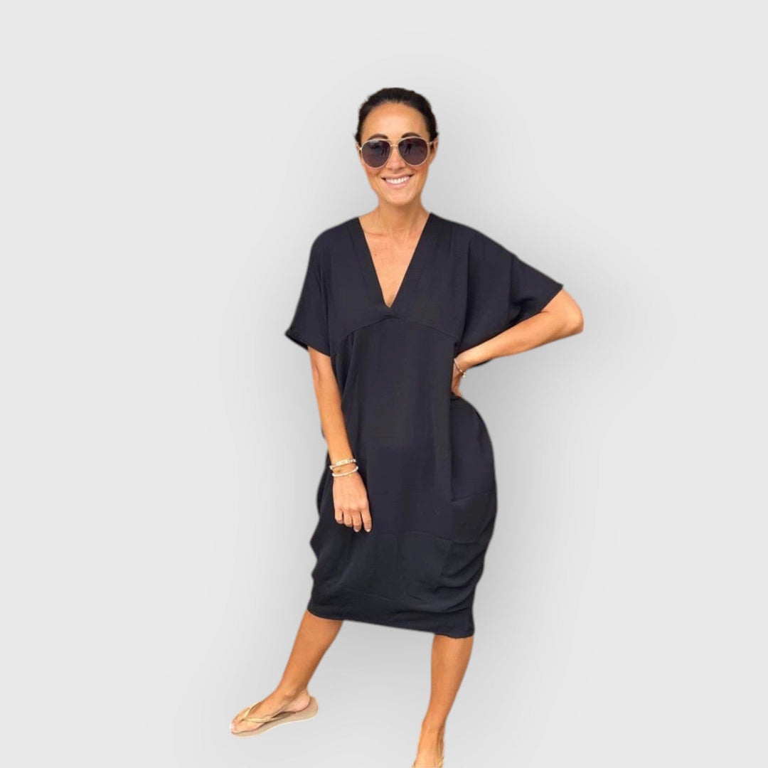 Aveline - Rochie Midi Cu Mâneci Scurte